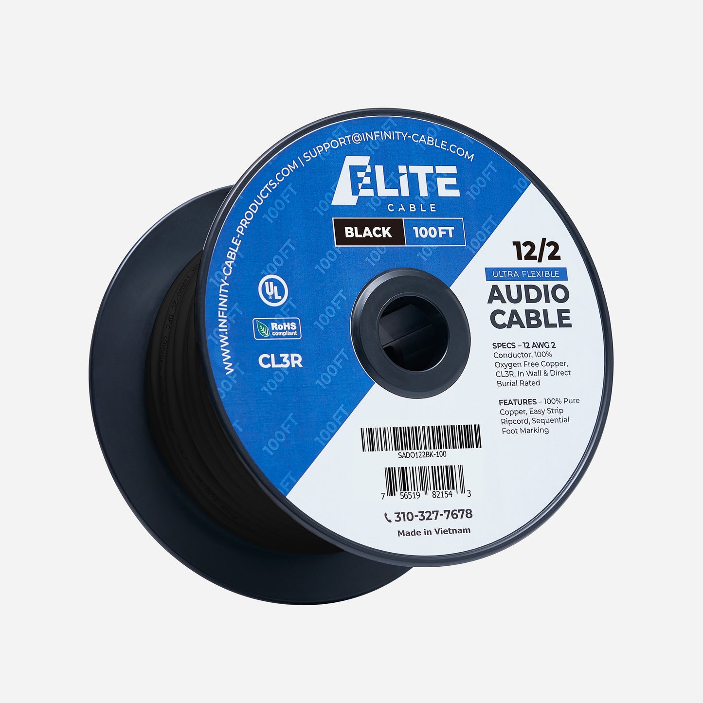 12/2 Speaker Wire 100ft Black