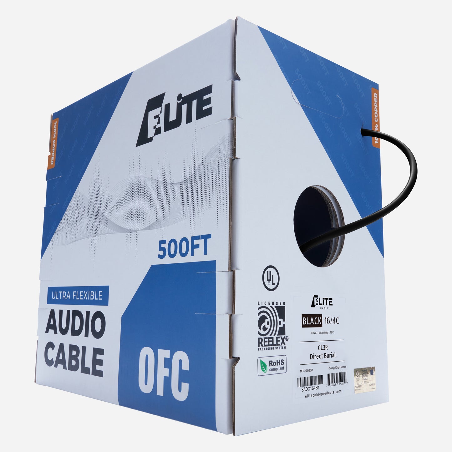 16/4 Speaker Wire 500ft Black
